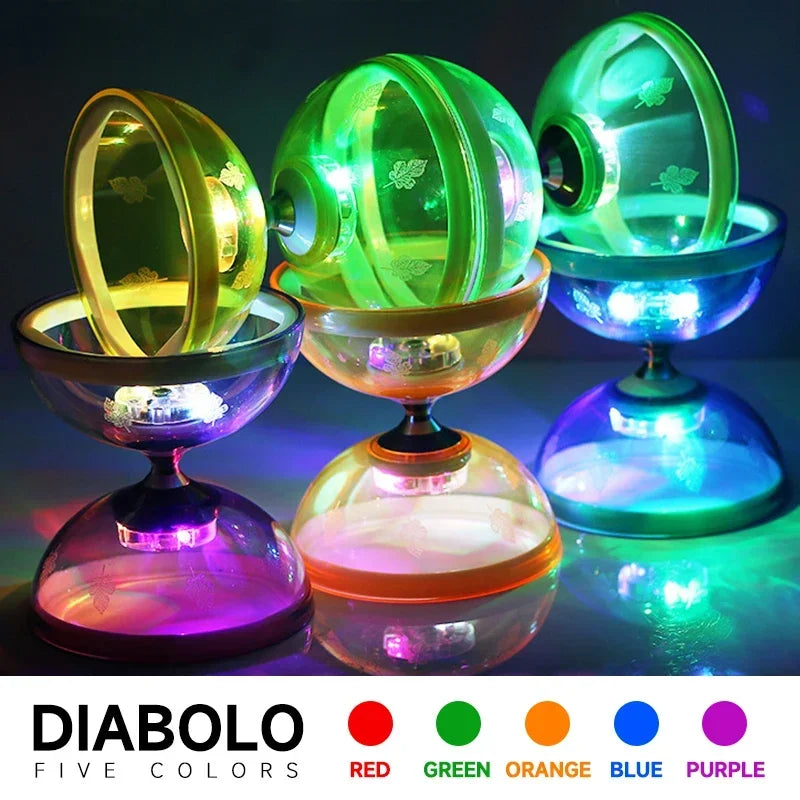 LED 5-colors Colorful Soft Rubber Diabolo Elder Outdoor Toys Toddler Yoyo Juggling Trick Tpu Professional Devils Toy Sports