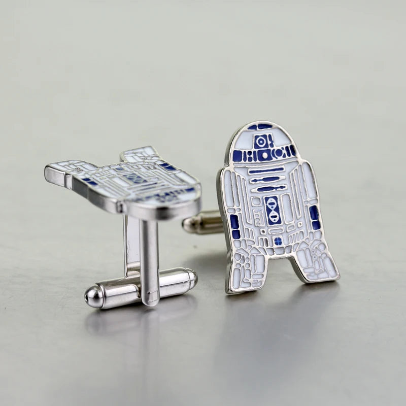 Movie Star Wars Robot R2-D2 Cufflink Men Women Shirt Cuffs Fashion Charm Jewellery Accessories for Fans Collection Toy Gifts