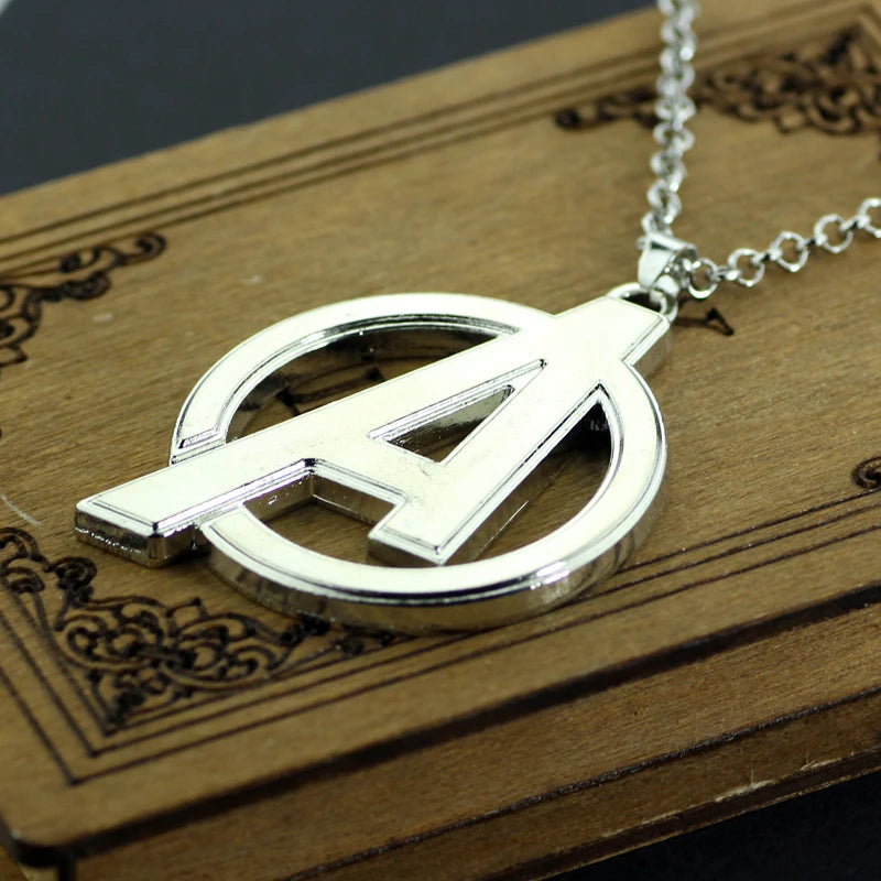 Marvel Superhero The Avengers Necklace Metal Silvery Ball Logo Letter A Pendant Necklace For Women And Men Jewelry Gifts