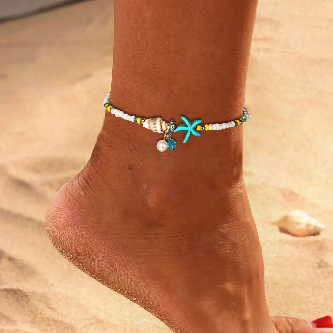 Vintage Sea Starfish Shell Beads Chain Anklets for Women New Conch Pearl Ankle Bracelet Handmade Bohemian Leg Jewelry Gifts