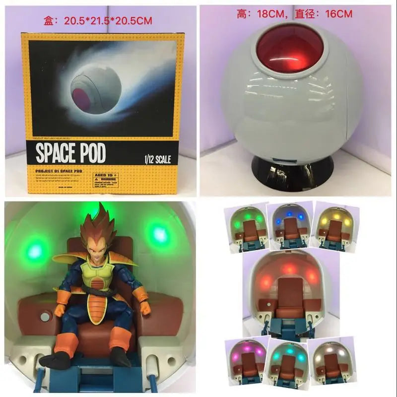 Dragon Ball Super Saiyan Goku Vegeta Space Capsule Spaceship Luminous Decoration Model Desktop Ornaments Collections Toy Gift