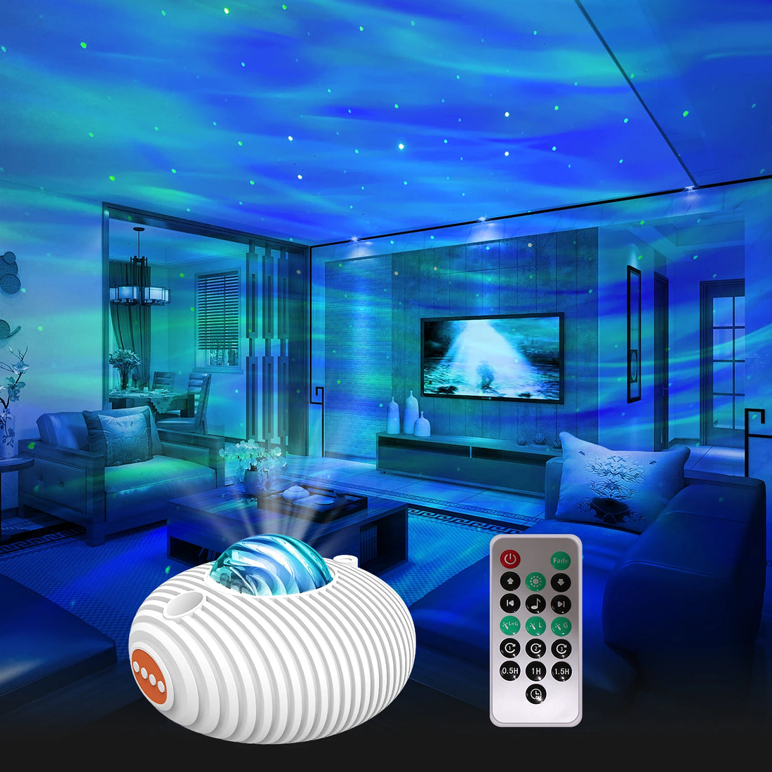 LED Galaxy Projector Night Light with Timer and Remote Control 14 Colors Built-in 5 Music Star Projecto For Bedroom Decoration
