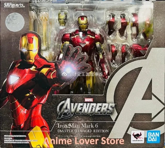 In Stock Bandai Original MARVEL S.H.Figuarts SHF Iron Man Mark 6 MK6 Anime Figures Toys for Kids Gift Collectible Model