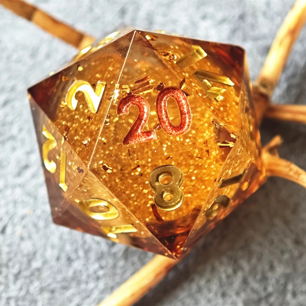 MINI PLANET Golden Sands Dice Set Polyhedral Resin Dice with Liquid Core 7pcs/set D&D Dice Box Set For RPG Desktop Game D20 Dice