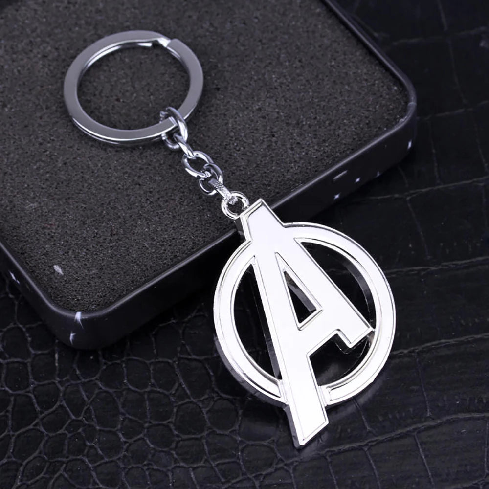 Disney Marvel Movie Avengers Logo Keychain Fashion Rock Metal Letter A Pendant Keyring Accessories Gift For Fans Friend