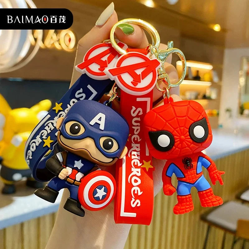 Superhero Captain America Spiderman Iron Man Keychain Avengers Handmade Figurine Pendant Gift Cartoon