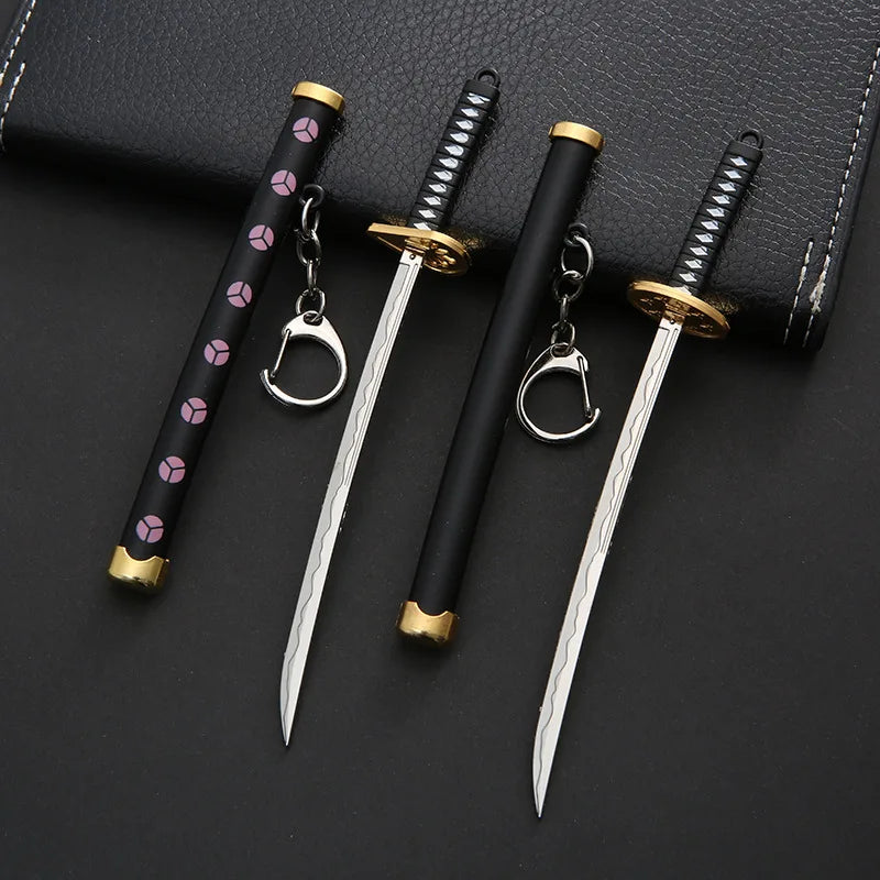 ONE PIECE Anime Roronoa Zoro Sword Keychain Women Men Anime Knife Scabbard Sabre Snow Knife Key Chain Katana One Piece Keyring