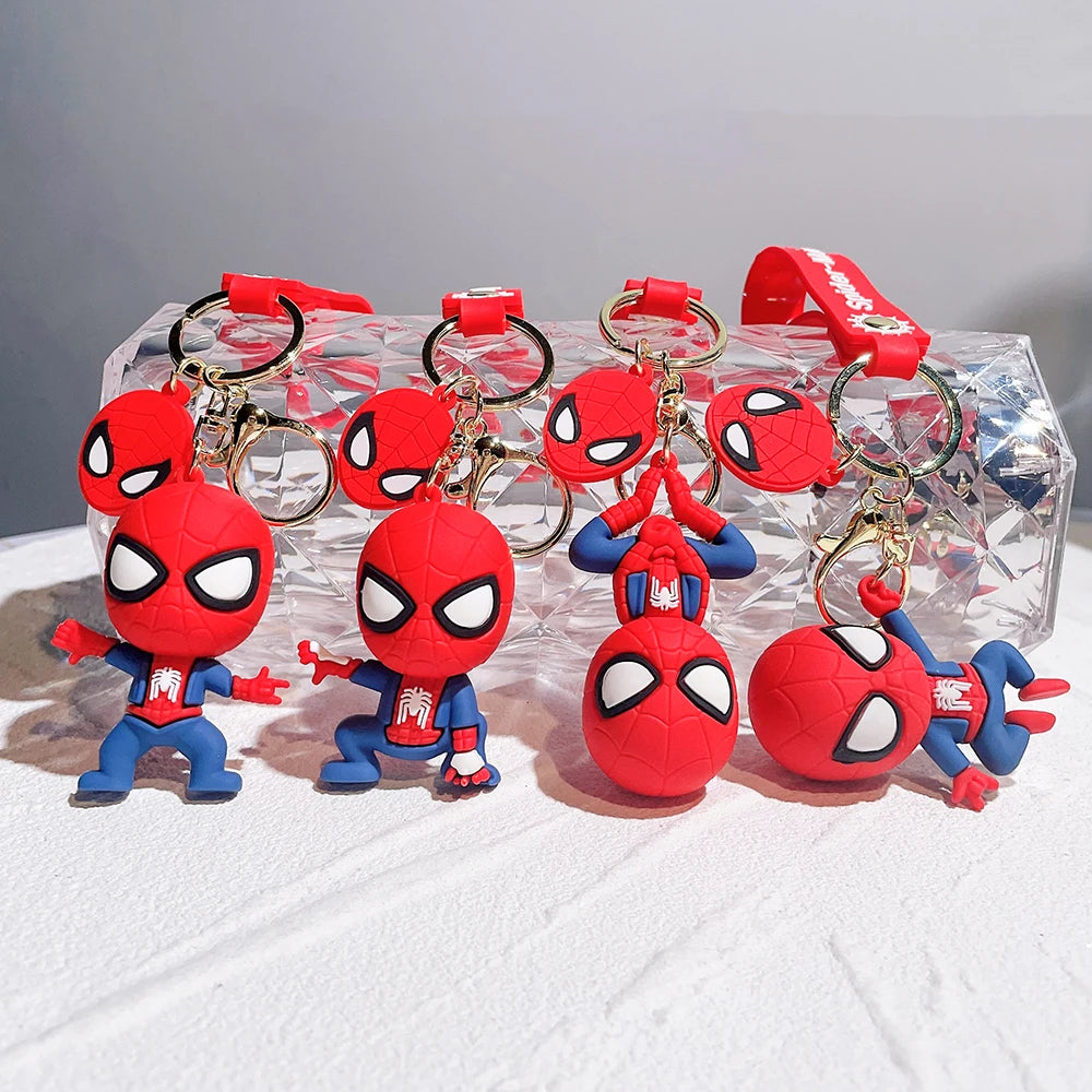 Fashion Cartoon Anime Spider Man Pendant Keychains Marvel Car Key Chain Ring Phone Bag Hanging Jewelry for Kids Gifts