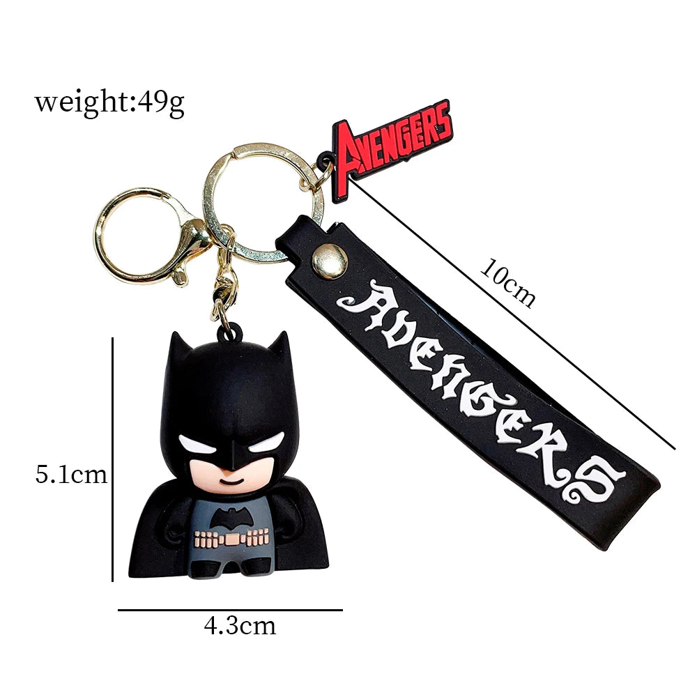 The DC Universe Keychain Cartoon Figure Batman Superman Wonder Woman Silicone Pendant Keyring Car Backpack Key Holder Jewelry