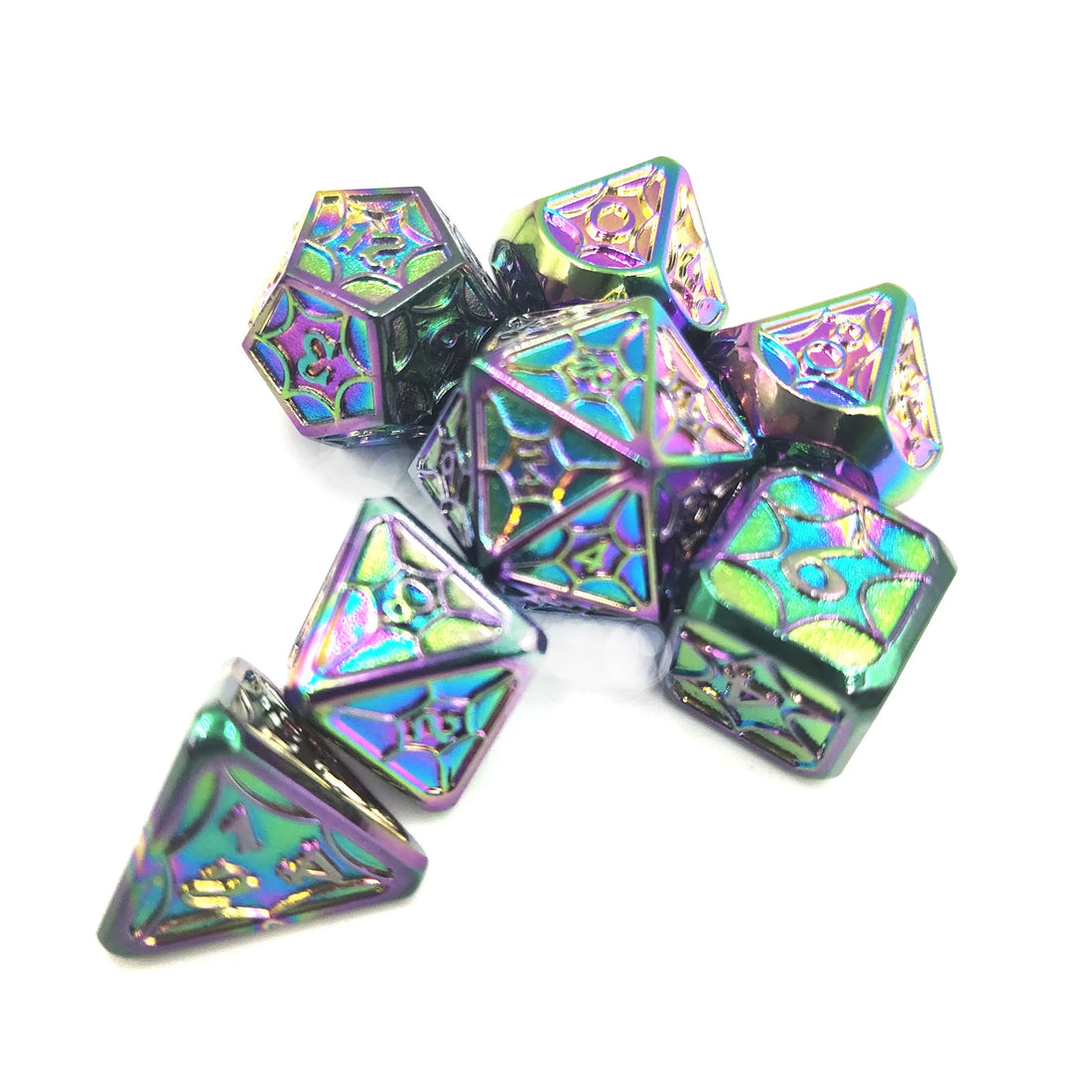 Metal Dice 7 Pcs Galaxy D&D, Metal DND Dice, Polyhedral Dice Set,Dungeons for Role Playing Rpg Game Pathfinder