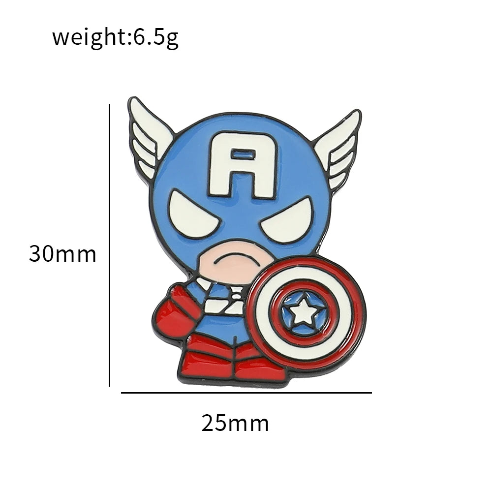 Avengers Superhero Metal Enamel Brooch Spiderman Captain America Hulk Lapel Pins for Women Backpack Badge Jewelry Jacket Pins