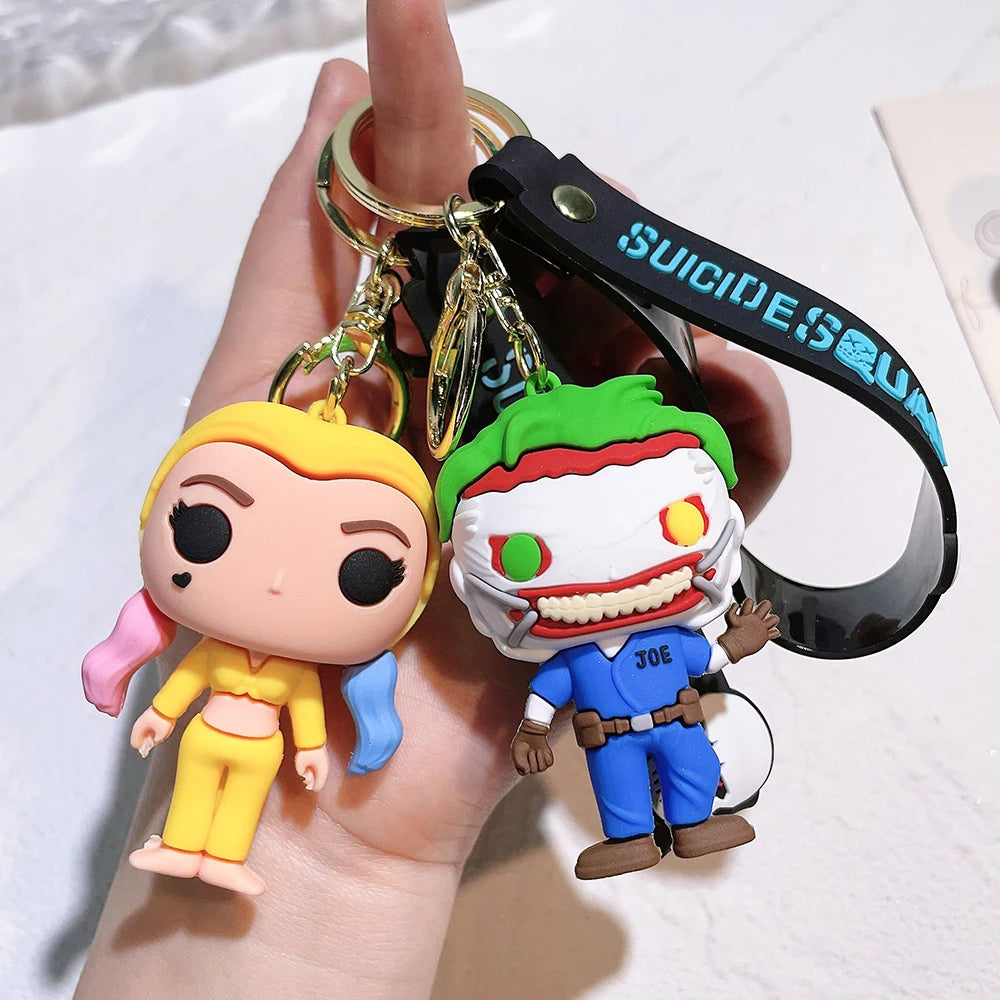Suicide Squad The Joker & Harley Quinn Keychain Vinyl Action Figures Collection Model Toys for Children Christmas Gift