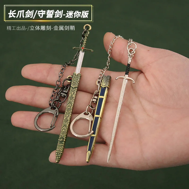 9cm Longclaw Sword KeyChain GOT Jon Snow Game Peripherals of 1/12 Medieval Metal Weapon Model Keyring Accessories