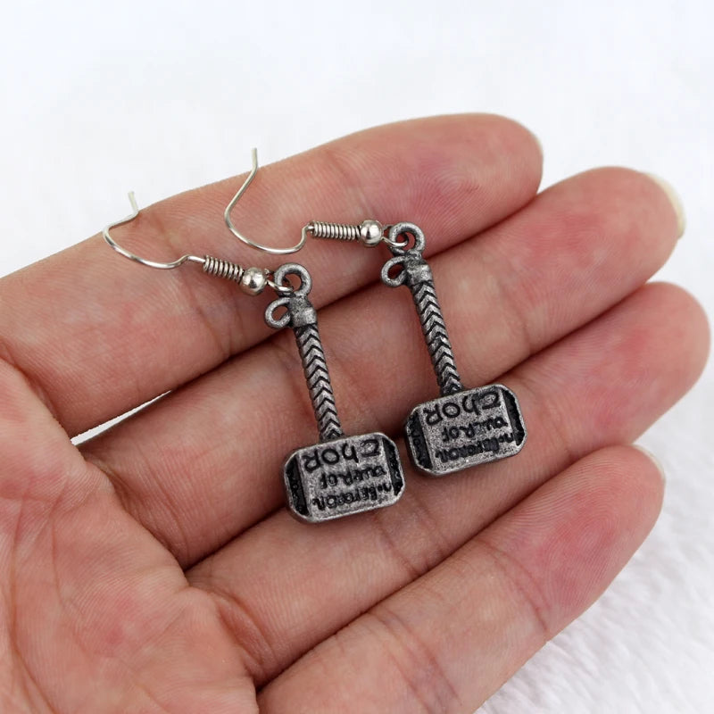 Marvel Mjolnir Pendant Earrings Superhero Thor Weapon Ear Studs Earrings for Women Party Creative Jewelry Accessories Gifts