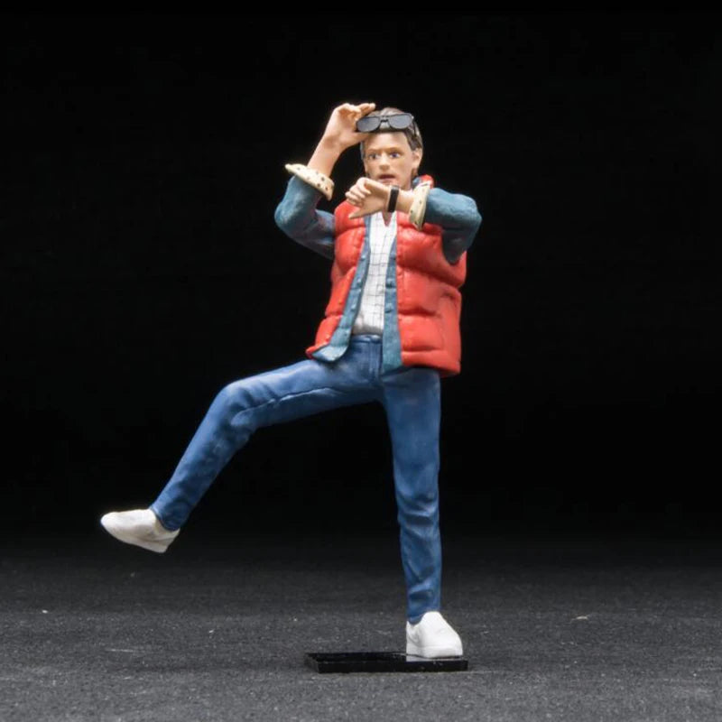 Brown & Marty Figure Doll 1/18 Back To The Future DeLorean Car Model Scene Display Resin PVC Doll Model Toy For Collection