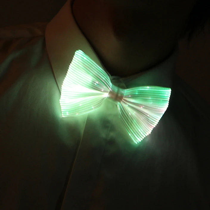 Rave Outfits Light Up Bow Party Fibre Optic Glow in the Dark Bow Tie LED Necktie for Men Nightclub Accessories Tron Dance Wear