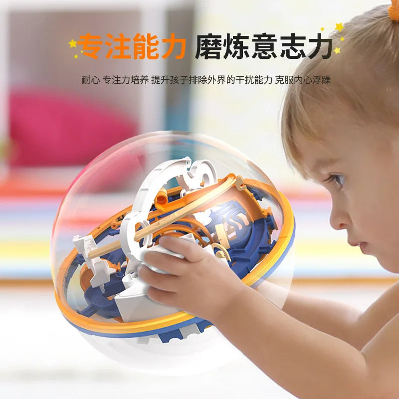2023 New 3D Magic Maze Intellect Ball Labyrinth Sphere Globe Toys For Kids Educational Brain Tester Balance Training Toy Gifts