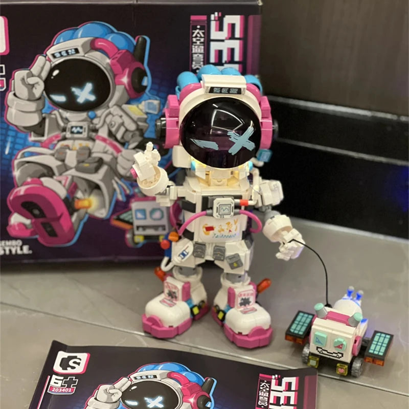 SEMBO Space Astronaut Building Blocks Cyberpunk Slam Dunk Model Sci-fi Figure Kawaii Children's Toy Figure Christmas Gift