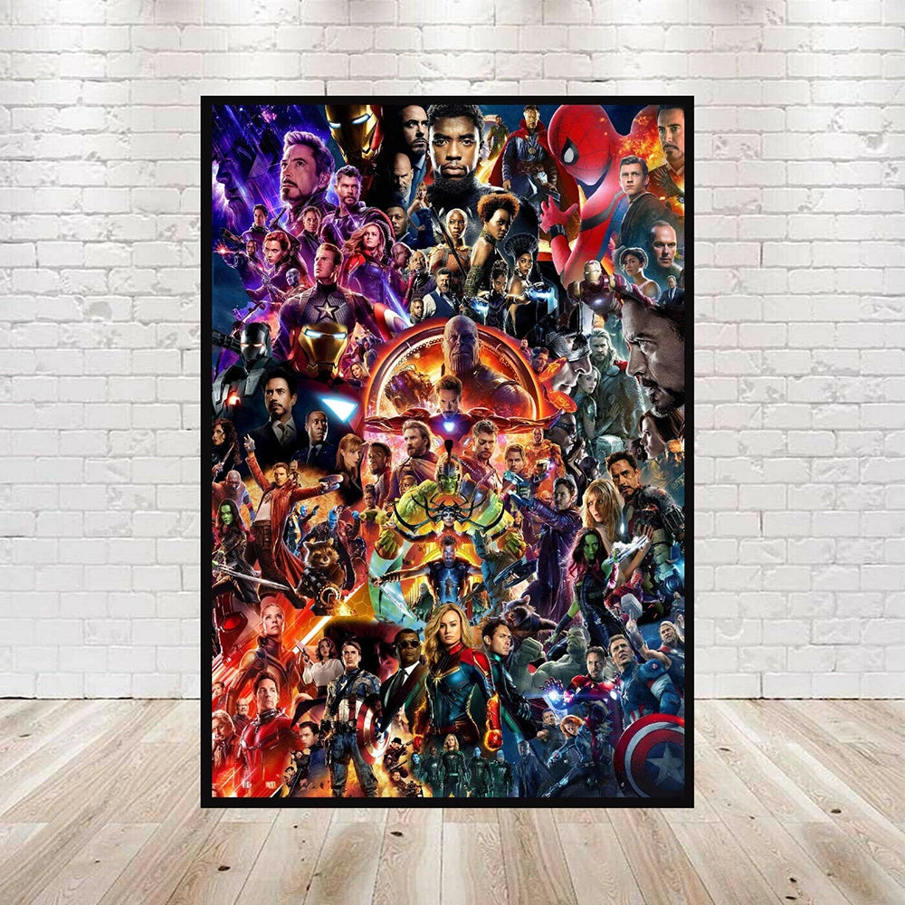 Avengers Superhero Movie Poster Marvel MCU Collage Prints Pictures Guardians Of The Galaxy Canvas Painting Living Room Decor