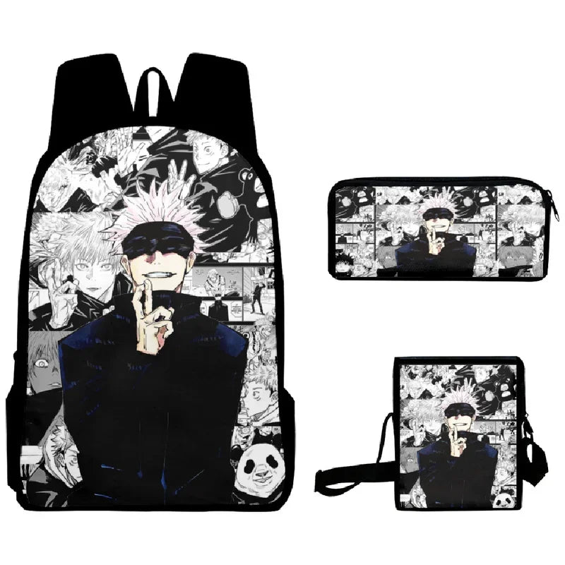 3 pcs/Set Anime Jujutsu Kaisen Backpack Bags Children Boys Girls Oxford Waterproof Laptop Bag Teenager Students Schoolbag