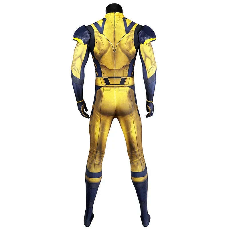 Men's Halloween Party Cosplay Movie Deadpool 3 Cosplay Tight Fitting Clothing Yellow 3D Printed Jumpsuit Carnival Birthday Gifts