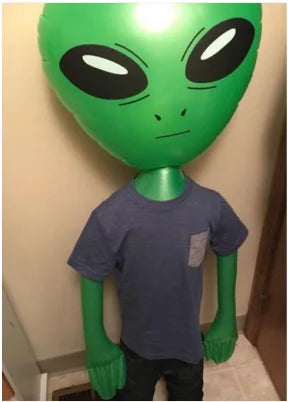 90cm UFO Alien Model Green Purple Blue ET Kids Adult Inflatable Toys Halloween Funny Cosplay Props UFO Birthday Party Supplies