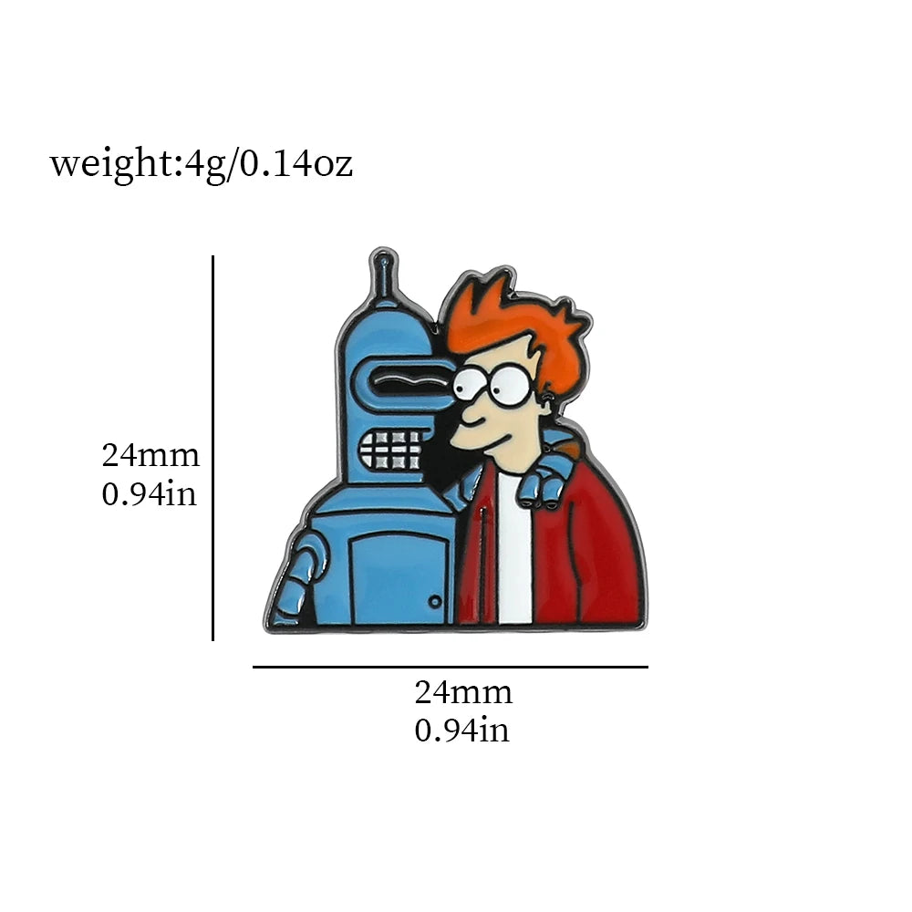 Futurama Enamel Pins Cartoon John DiMaggio Lapel Pins Backpack Jeans Enamel Brooch Pin Women Fashion Jewellery Gifts Badges