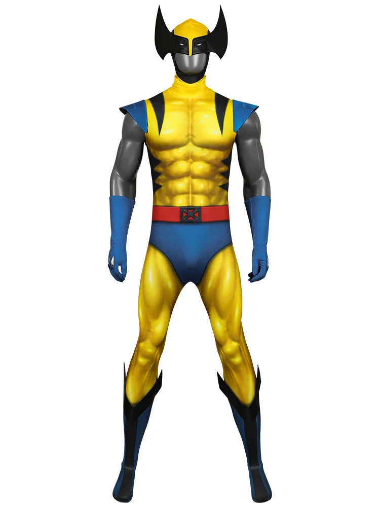 Cartoon X 97 New Superhero Cosplay Costume Wolf Yellow Jumpsuit Zentai Bodysuit Halloween Man Wolverine Role Play Outfits