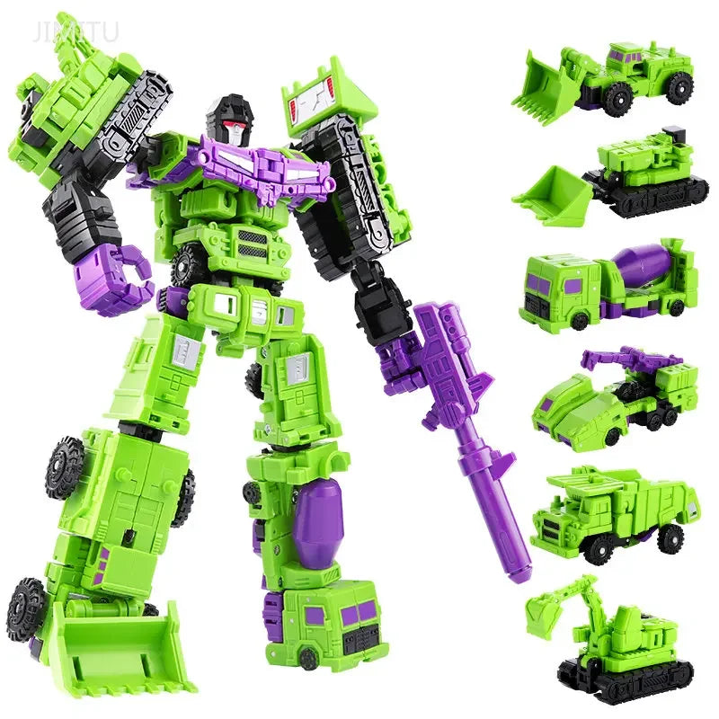 22CM Transformation Robot Car 6 In 1 Defensor Devastator Toy Action Figure ABS Plastic Vehicle Robot Toy Model Gift For Children