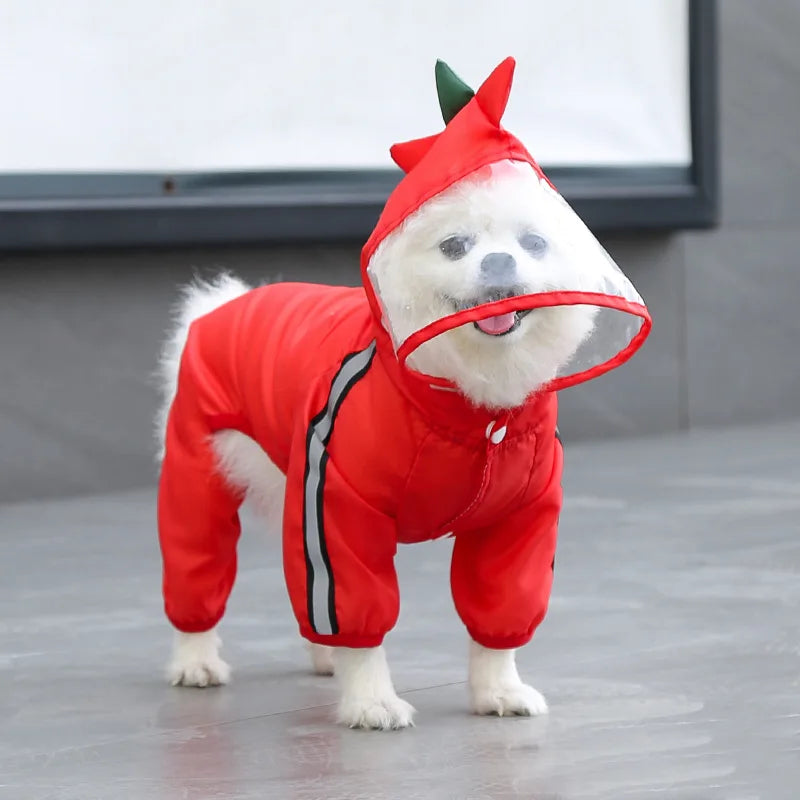 Pet Dog Raincoat Fashion Dinosaur Frog Style Jumpsuit Waterproof Dog Jacket Puppy Water Resistant Clothes for Dogs Pet Coat