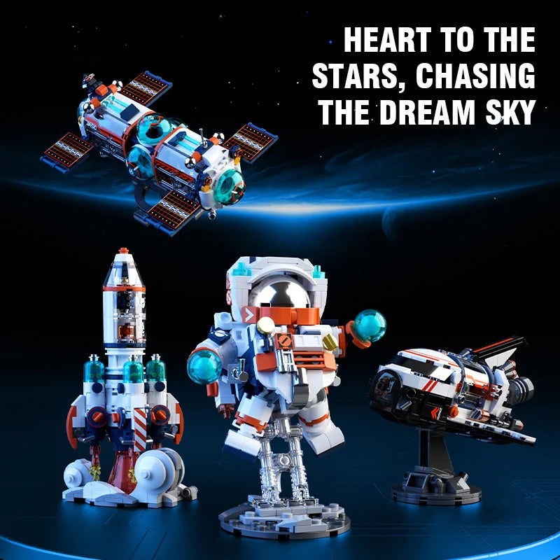 Astronaut Space Building Blocks Kids Toy Shuttle Spacecraft Rocket Creative Moc Bricks Assembled Toys Children Christmas Gfit
