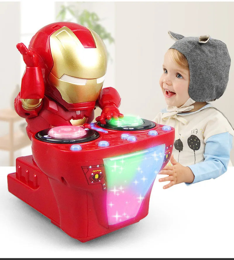 Marvel Dancing Diy Iron Man Robot Figures Action Music Shiny Electronic Marvel Superhero Model Kids Birthday New Year Gift Toys