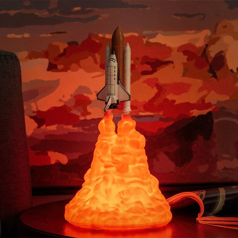 3D Print LED Night Lamp Space Shuttle Rocket Night Light USB Rechargeable Space Desk Lamp For Christmas Birthday Children's Gift