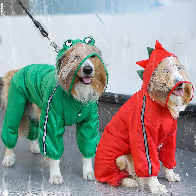 Fashion 3D Dinosaur Frog Style Raincoats Pet Dog Waterproof Clothes for Small Medium Big Dogs Rain Coat Pug Teddy Corgi Jacket