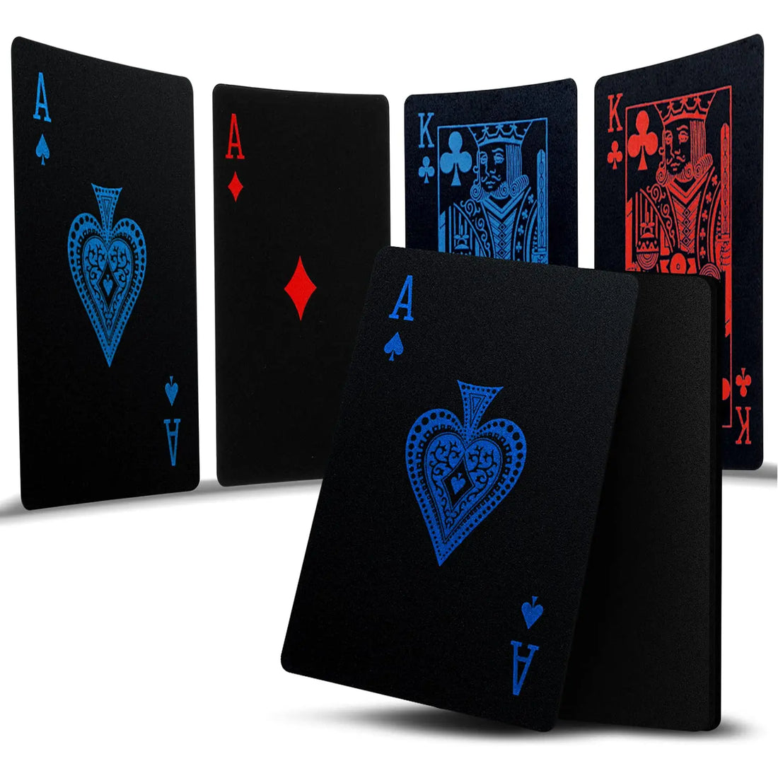 PVC Poker Waterproof Plastic Playing Cards Set Black Color Poker Card Sets Classic Party/Travel Tricks Tool Poker Games Red Blue