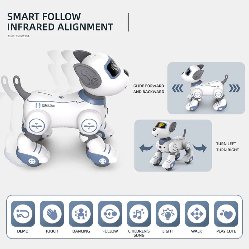 Emo RC Robot Electronic Dog Stunt Dog Voice Command Programmable Touch-sense Music Song Robot Dog for Children's Toys