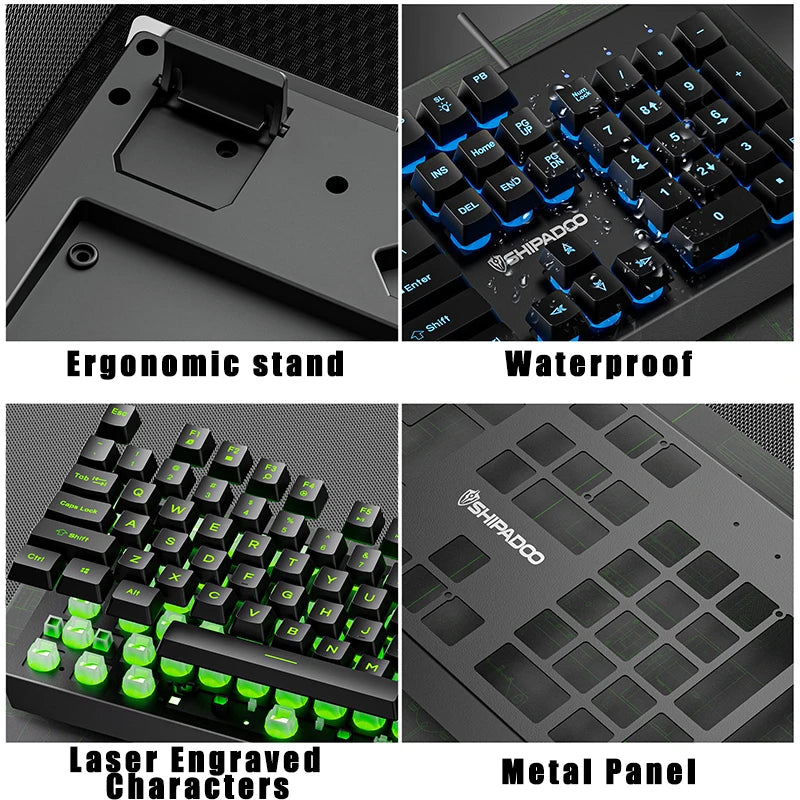 GK60 Wired Keyboard 104 Keys Removable Magnetic Hand Rest Rainbow Light 26 Keys Anti-ghosting E-sports Game For Win XP Mac