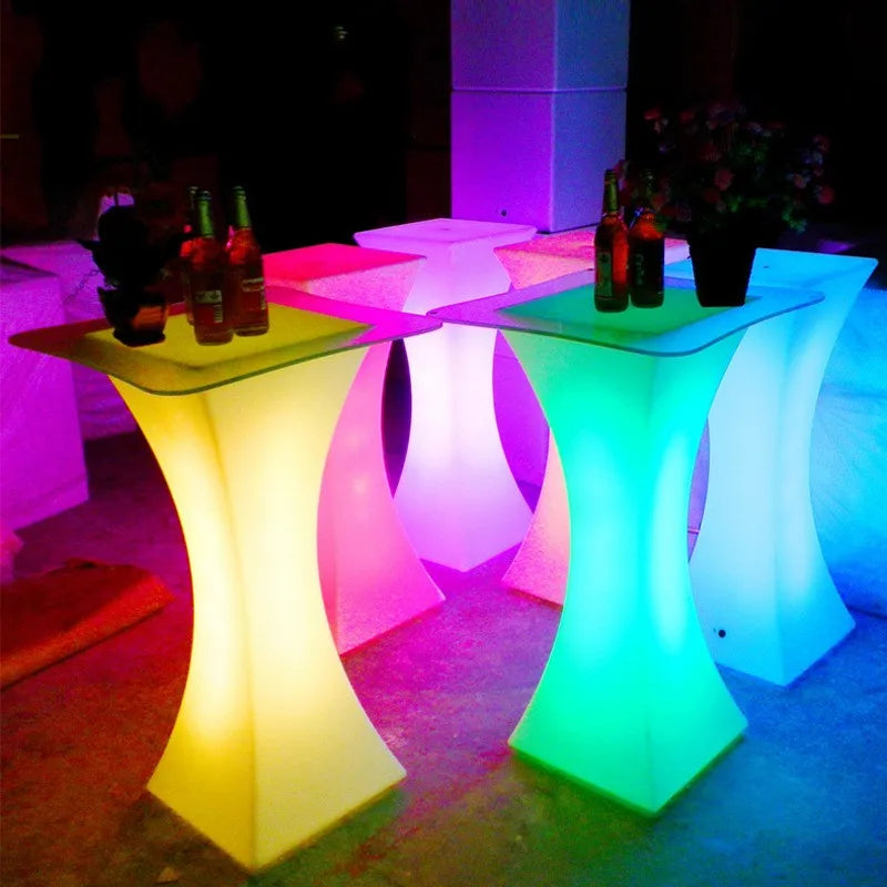 Out Door Use LED illuminated Bar Cocktail Table Rechargeable Bar Plastic Table Lighted Up Coffee Table KTV Disco Party Supply