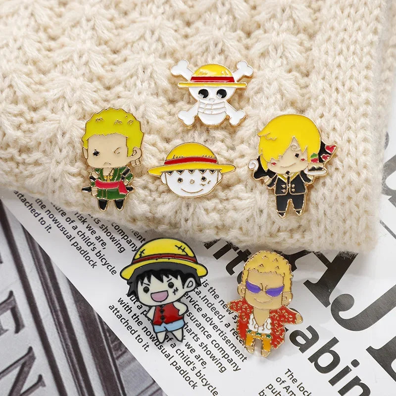 Cartoon One Piece Enamel Lapel Pins for Backpacks Anime Figures Luffy Zoro Nami Usopp Metal Badge Toys Fashion Jewelry Brooches