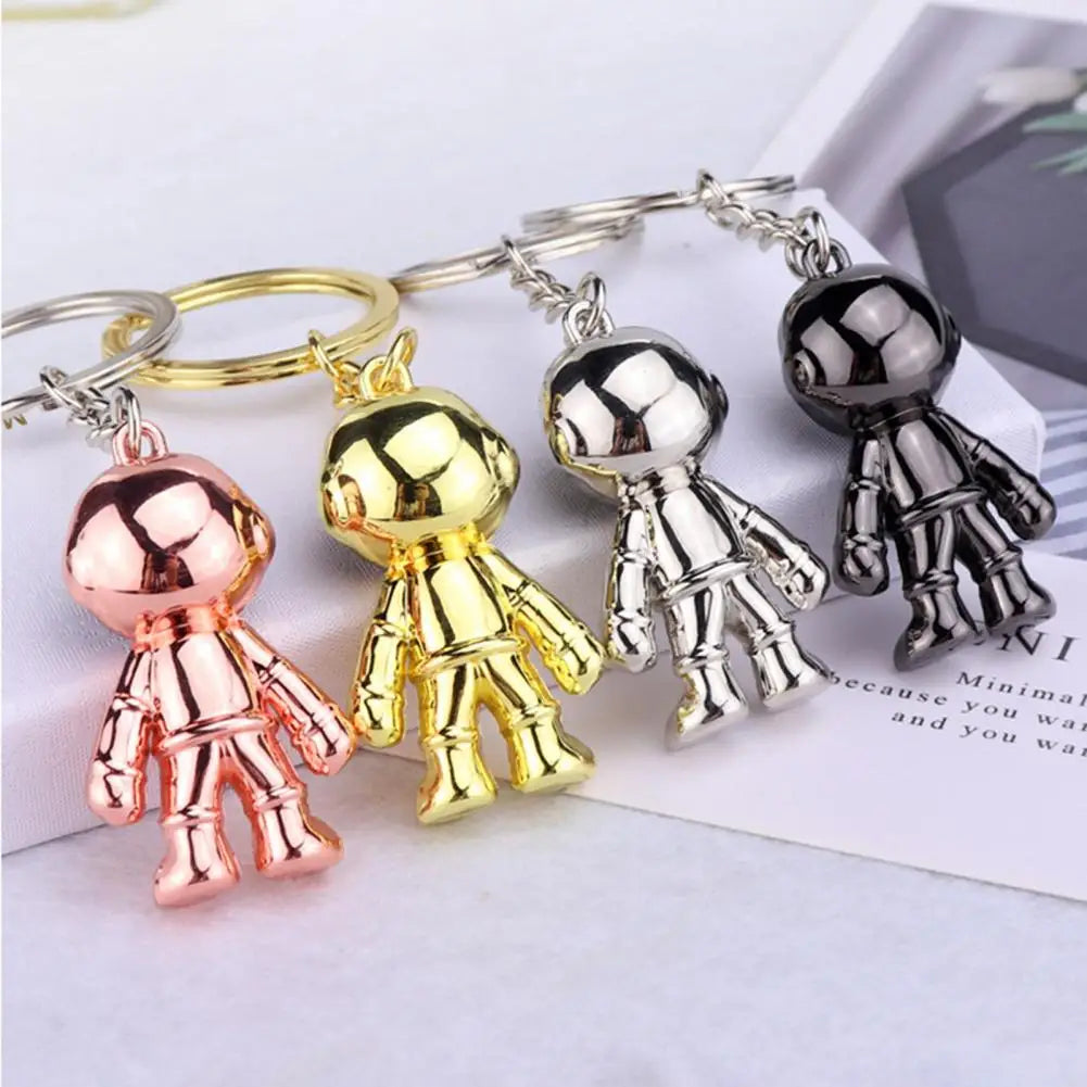 Astronaut Keychain Electroplating Cute Cartoon 3D Spaceman Doll Ornament Metal Girl Couple Car Key Ring Backpack Pendant Gift