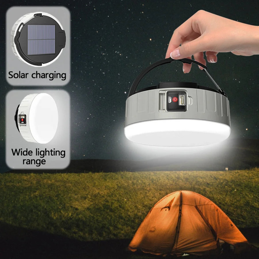 Solar Led Camping Light Outdoor Remote Control 3 Modes Tent Lamp Portable Rechargeable Lanterns Emergency Lights for BBQ Fishing