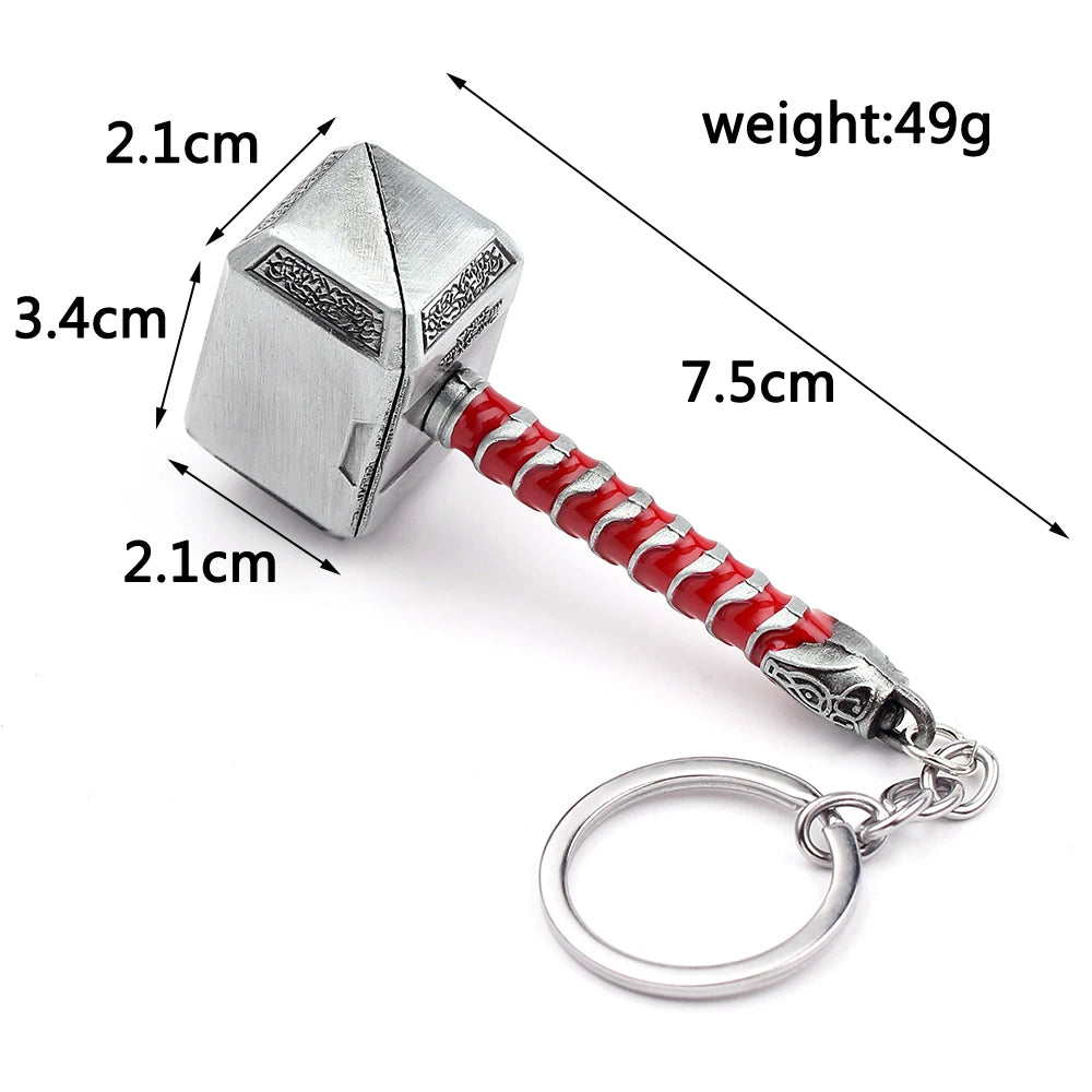 Disney Marvel Superhero Avengers Movie Keychain Thor Hammer Metal Keychain Men Women Car Keyring Fans Gift Kids Key Ring