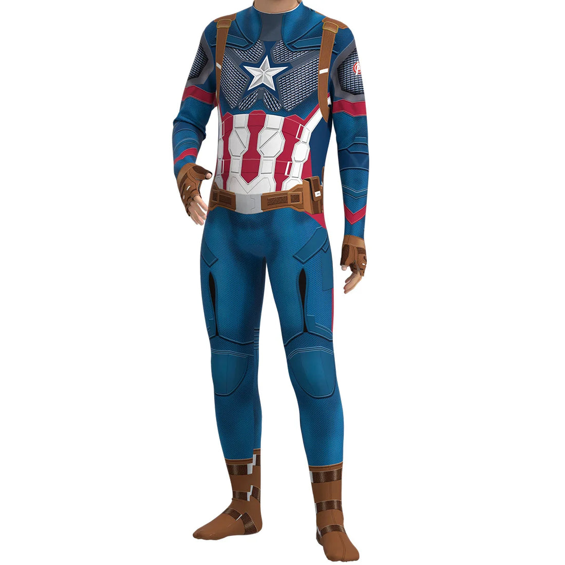 Captain America Jumpsuits Cosplay Halloween Costume Adult Kids Long Sleeve Bodysuit Superhero Costumes