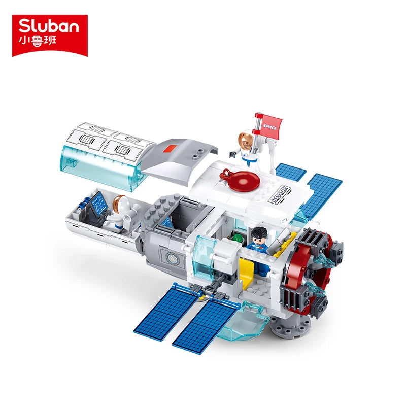 Sluban Space Station Building Blocks Astronaut Action Figures Rocket Launch Aviation Spaceport Model Sets Bricks Kids Toys Gift