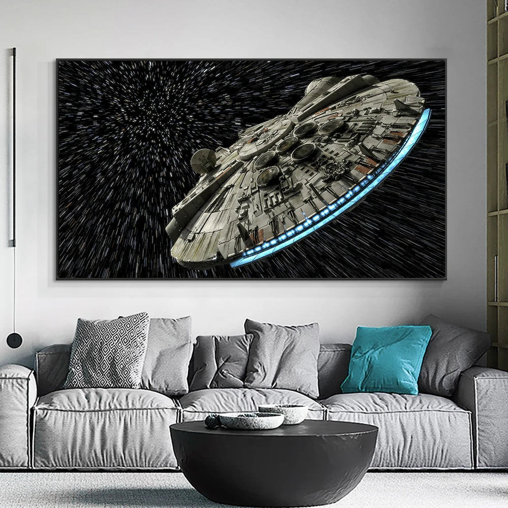 Abstract Personality Spacecraft UFO Sci-Fi Canvas Painting Print Modern Living Room Study Wall Poster Picture Room Decoration