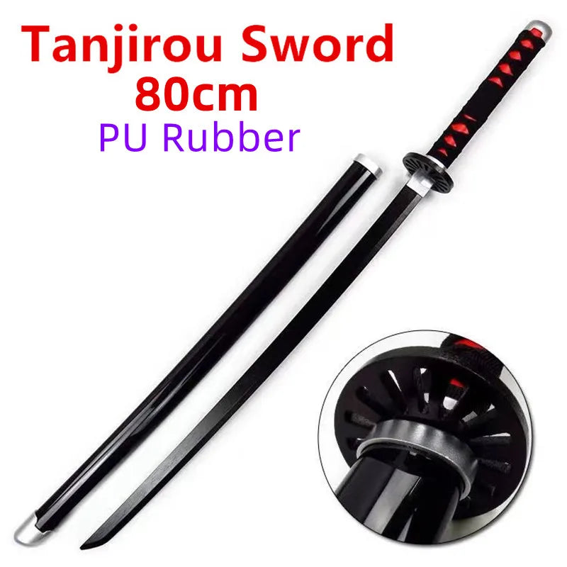 New 80cm Cosplay Swords Anime Demon Slayer Katana Weapon Original Sword Tokitou Muichiro Swords Toy Safety Rubber Model Gift