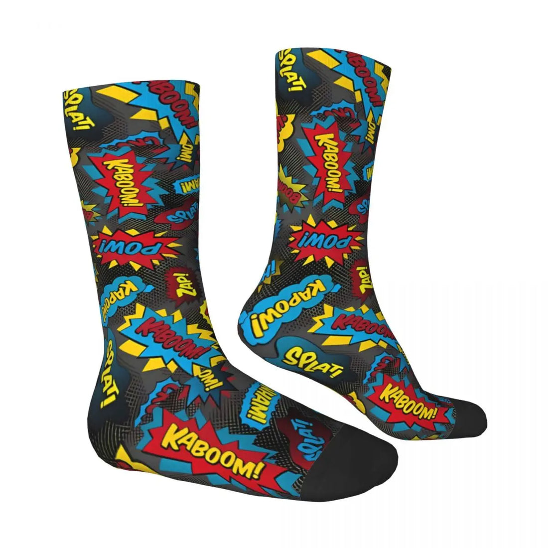 Super Words Superhero Boom Comic Book Socks Gym 3D Print Boy Girls Mid-calf Sock