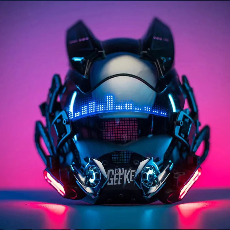 Cyberpunk luminous helmet mask sense electronic mask full face function wind customize pattern cosplay Screen Halloween Party