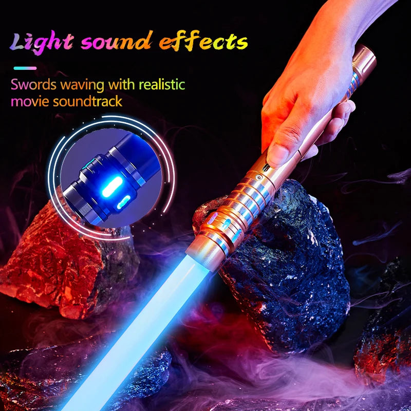 RGB Lightsaber Metal Hilt Laser Sword Heavy Dueling 7 Color Led Change Cosplay Props Foc Blaster Laser Children Sword Toys Gifts
