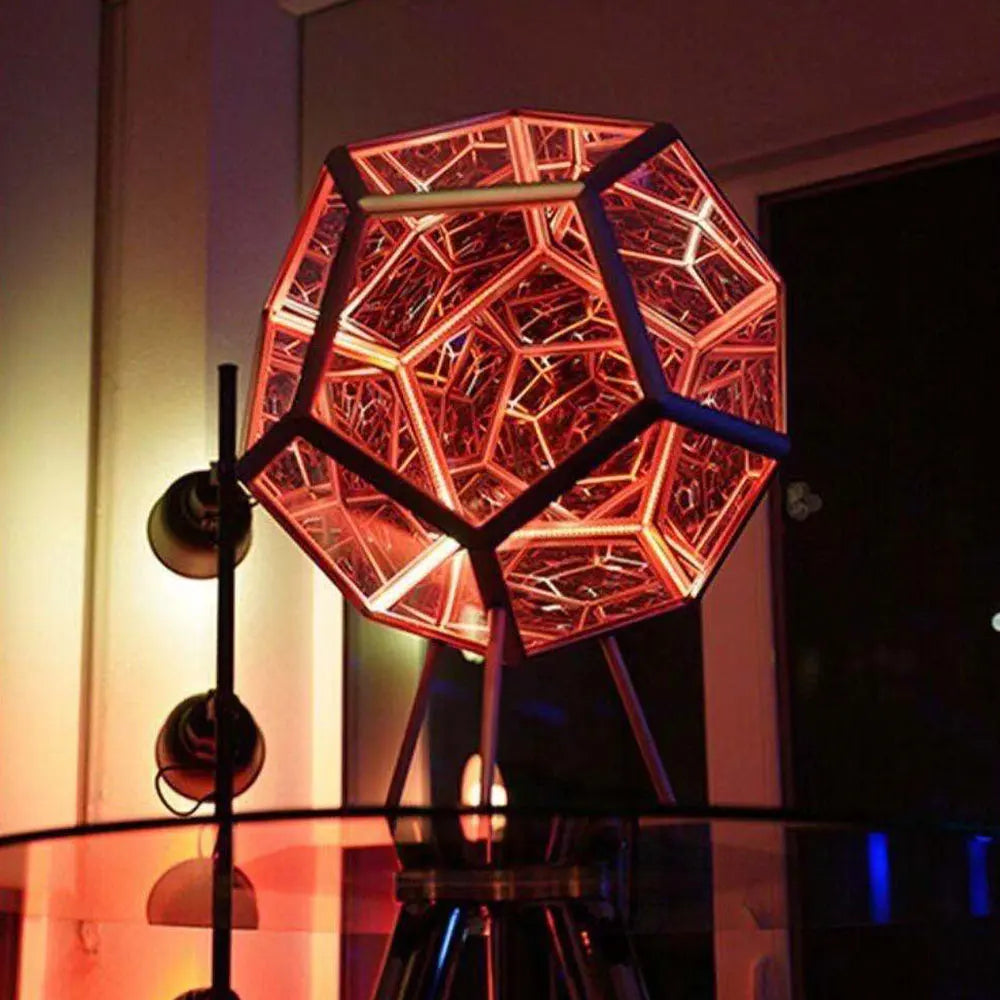 Creative 3D LED Infinity Mirror Cool Color Art Light Night Light Geometry Dodecahedron Dream Light Starry Sky Lights for Gift